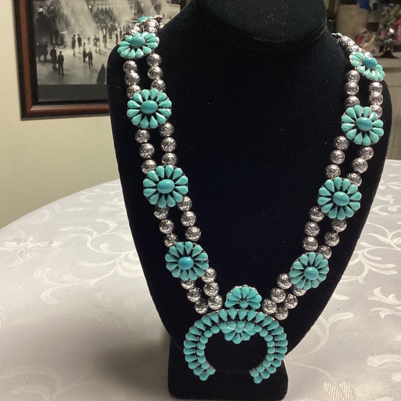 Eye Candy Los Angeles Womens squash, blossom, FAUX turquoise necklace - Picture 1 of 8